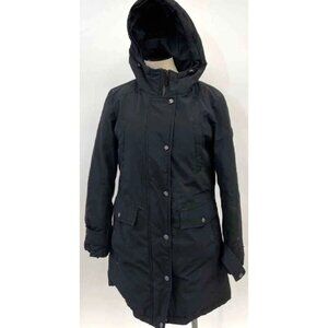 Michael Kors Womens Black Hooded Down & Feather Parka Puffer Coat S 9098 Used
